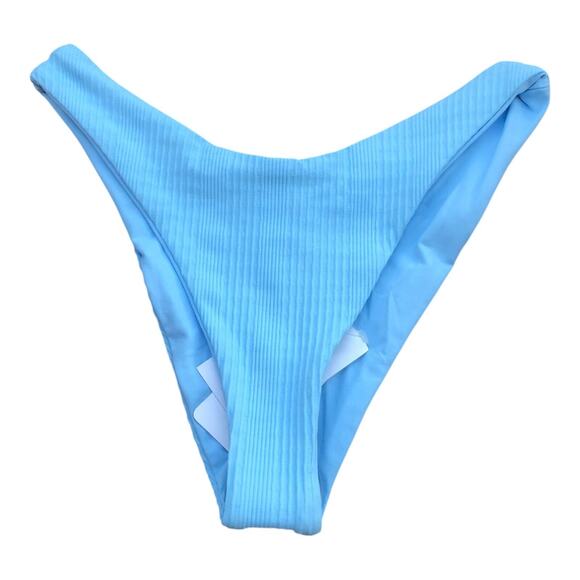 L Space Cabana Bitsy Cut Blue Rib Bikini Bottom Stretch Women's Size Small NWT - Picture 2 of 11